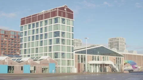 NDSM Werf Double Tree Hilton hotel Stock Footage 297597989