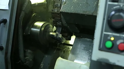 Ndustrial precision cutting in cnc machine in the workshop. Stock Footage 139600744