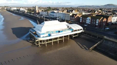 NE facing view of the pier at Burnham-on-Sea, Somerset Stock Photos