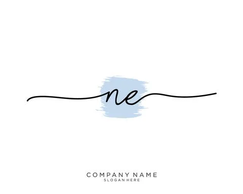 NE Initial handwriting logo design Stock Illustration