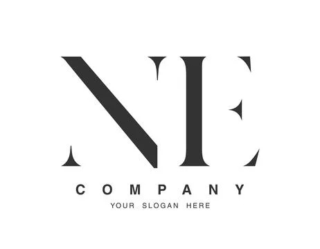 NE logo design. Initial letter n and e serif font style. Creative classic c.. Stock Illustration