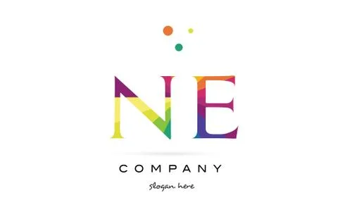 Ne n e  creative rainbow colors alphabet letter logo icon Illustrazione stock