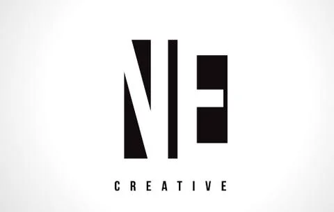 NE N E White Letter Logo Design with Black Square. Stock-Illustration