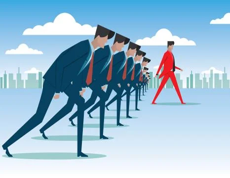 Ne walking ahead of them Stock Illustration