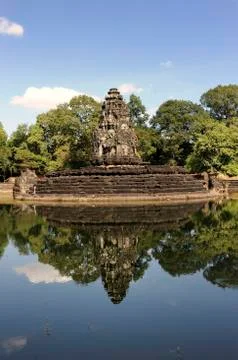 Neak pean with pool, this system is situated on an artificial island in the c Stock Photos