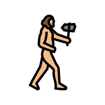 Neanderthal human evolution color icon vector illustration 스톡 일러스트