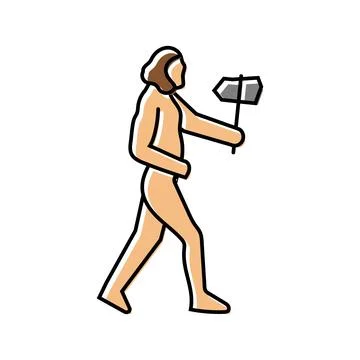 Neanderthal human evolution color icon vector illustration 스톡 일러스트