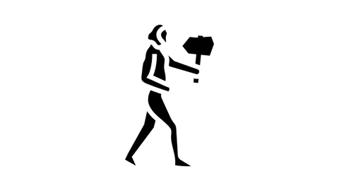Neanderthal human evolution glyph icon animation Stock Footage 326155551