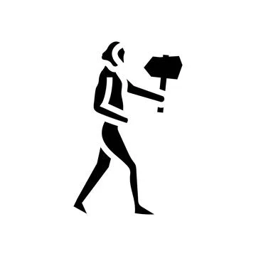 Neanderthal human evolution glyph icon vector illustration Illustrazione stock
