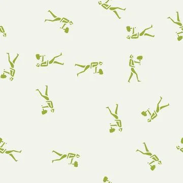 Neanderthal human evolution glyph seamless pattern Stock Illustration