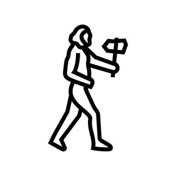 Neanderthal human evolution line icon vector illustration Illustrazione stock