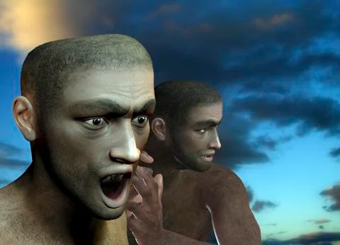 Neanderthal man; artwork Stock Illustration