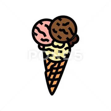 Ice Cream Scoop Cartoon Vector Icon Illustration