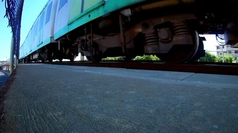 Near the electric train in the rails Stock Footage 84000440