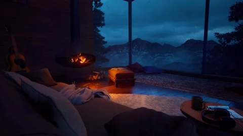 Near the fireplace Stock Footage 234399417