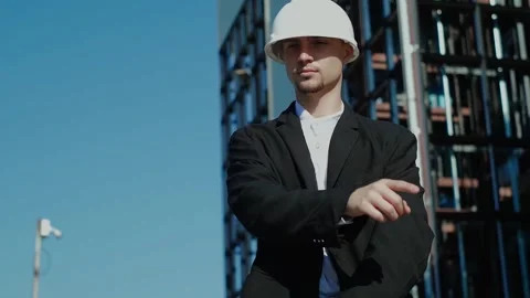 In the near future: a professional designer in a suit is working on an architect Stock Footage 249263204