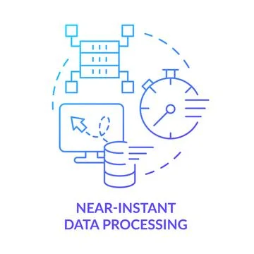 Near instant data processing blue gradient concept icon Illustrazione stock