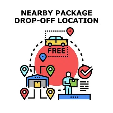 Nearby package drop off location services icon concept Stock Illustration