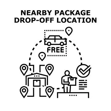 Nearby package drop off location services icon concept Stock Illustration