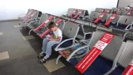 Nearly Empty International Depature Waiting Lounge When First Flights Starte Stock Footage