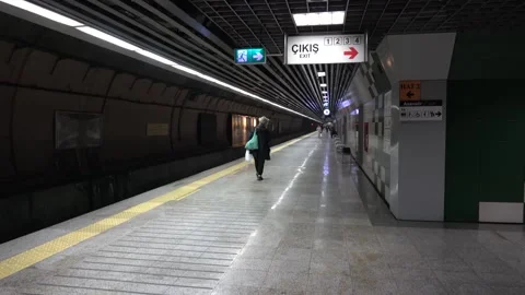 Nearly empty platform of Marmaray station Stock Footage 304358953