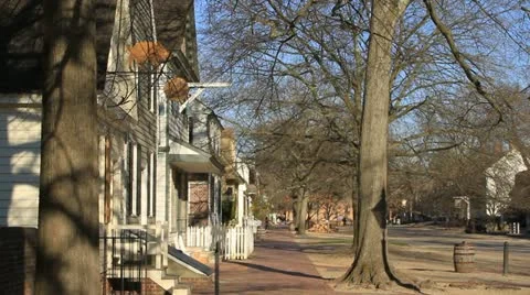 Nearly empty sidewalk and streets of Williamsburg Stock Footage 10828122