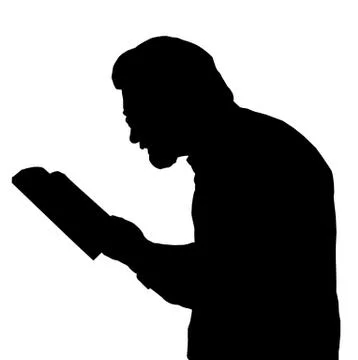 Nearsighted man reading from book Stock Illustration