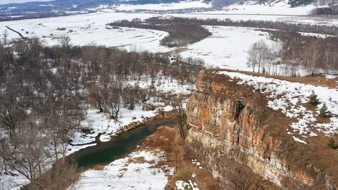 Neat flight over the river, mountain, forest. Aerial video Stock Footage 127636100