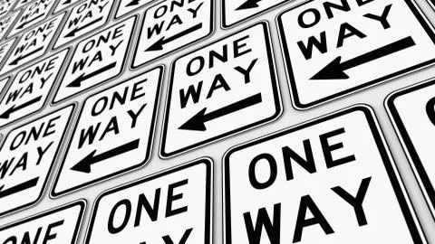 Neat Grid of Left Pointing One Way Traffic Signs Stock Illustration