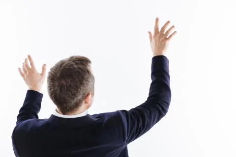 Neat talented guy using his hands to move something Stock Photos