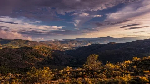 Neat timelapse with several layers of clouds and mountains HD H264 Stock Footage 310055850