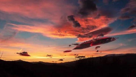 Neat timelapse of a sunset with lenticular clouds HD H264 Stock Footage 310451997