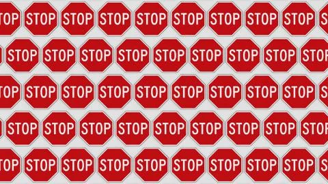 Neatly Aligned Grid of Octagonal Red Stop Signs Illustrazione stock