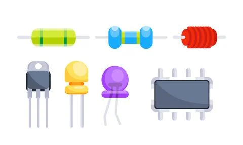 Neatly arranged electronic components on white background showcase intricate Illustrazione stock