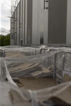 Neatly organized pallets prepared precisely for delivery process Stock Photos