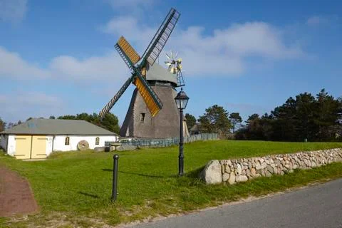 Nebel (Amrum) - Wind mill Stock Photos