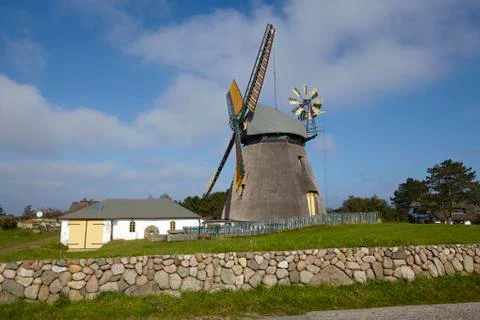 Nebel (Amrum) - Wind mill Stock Photos