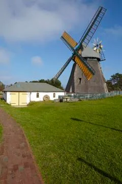 Nebel (Amrum) - Wind mill Stock Photos