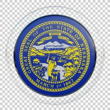Nebraska 3d illustration flag on pole. Wood flagpole Stock Illustration