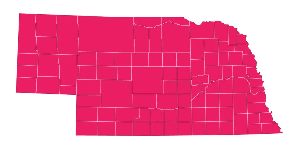 Nebraska administrative map. counties map of Nebraska, blank Map, empty map.. Stock Illustration