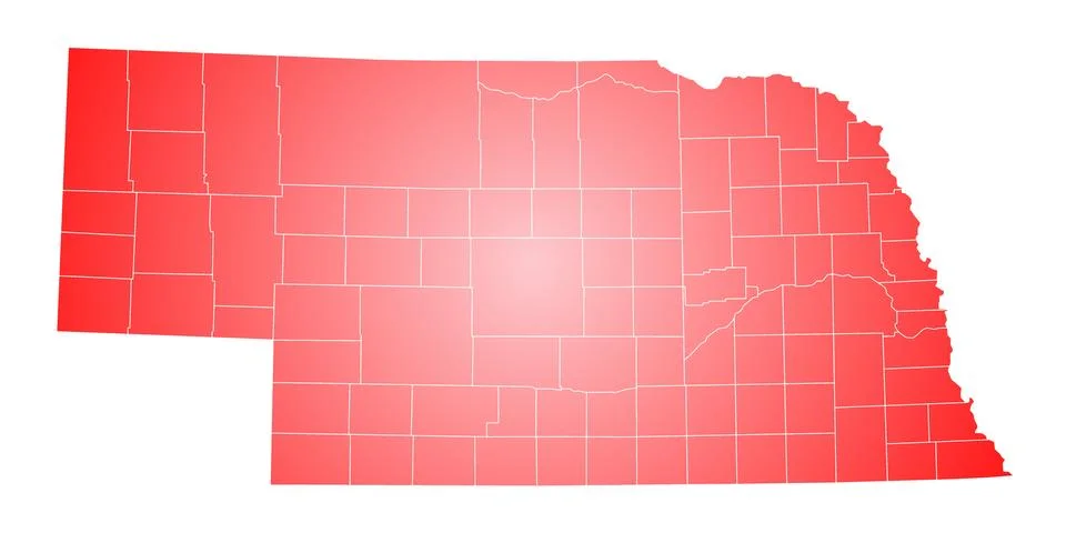 Nebraska administrative map. counties map of Nebraska, blank Map, empty map.. Stock Illustration