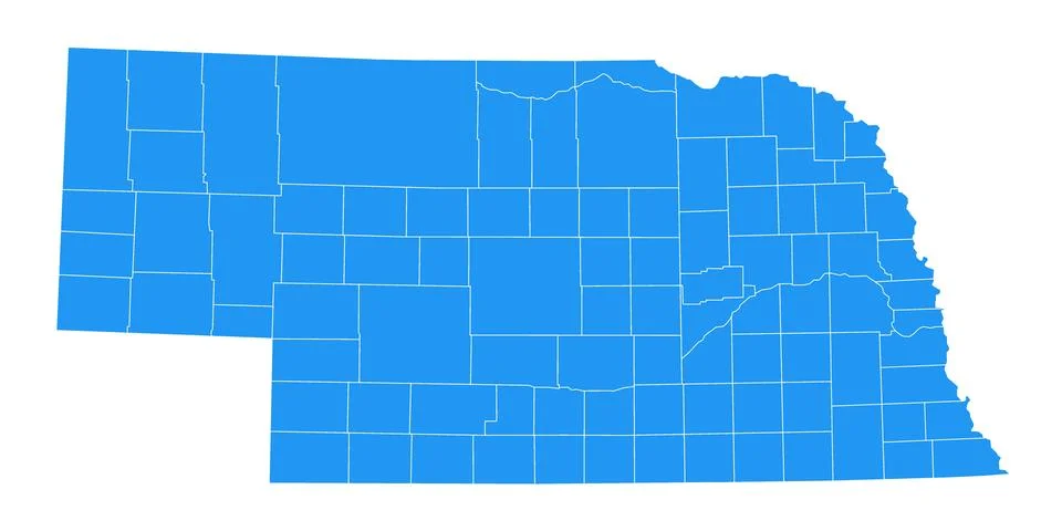 Nebraska administrative map. counties map of Nebraska, blank Map, empty map.. Stock Illustration