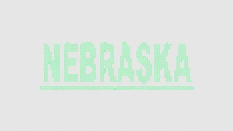 Nebraska. Animated text. Transparent Alpha channel. 4K video. Stock Footage 154285909