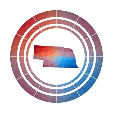 Nebraska badge. Bright gradient logo of us state in low poly style. Multico.. Stock Illustration