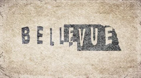 Nebraska Bellevue Typography Map Stock Illustration