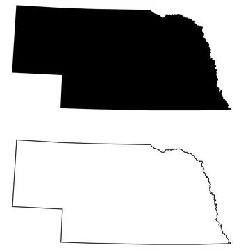 Nebraska black map on white background. Outline Map of Nebraska sign. Stock Illustration