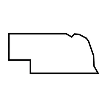 Nebraska black outline map. State of USA Ilustração Stock