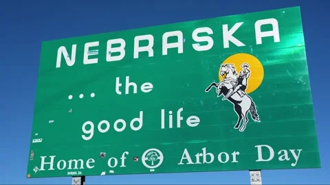 Nebraska Border Sign Stock Footage 263086610