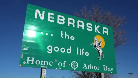 Nebraska Border Sign Stock Footage 263086636
