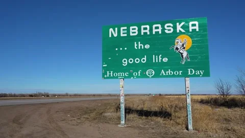 Nebraska Border Sign Stock Footage 263086639